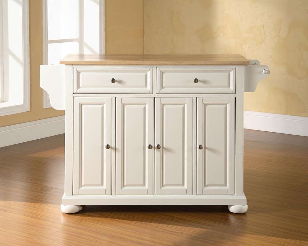 Crosley Furniture - Alexandria Natural Wood Top Kitchen Island in White Finish - KF30001AWH veiw 2