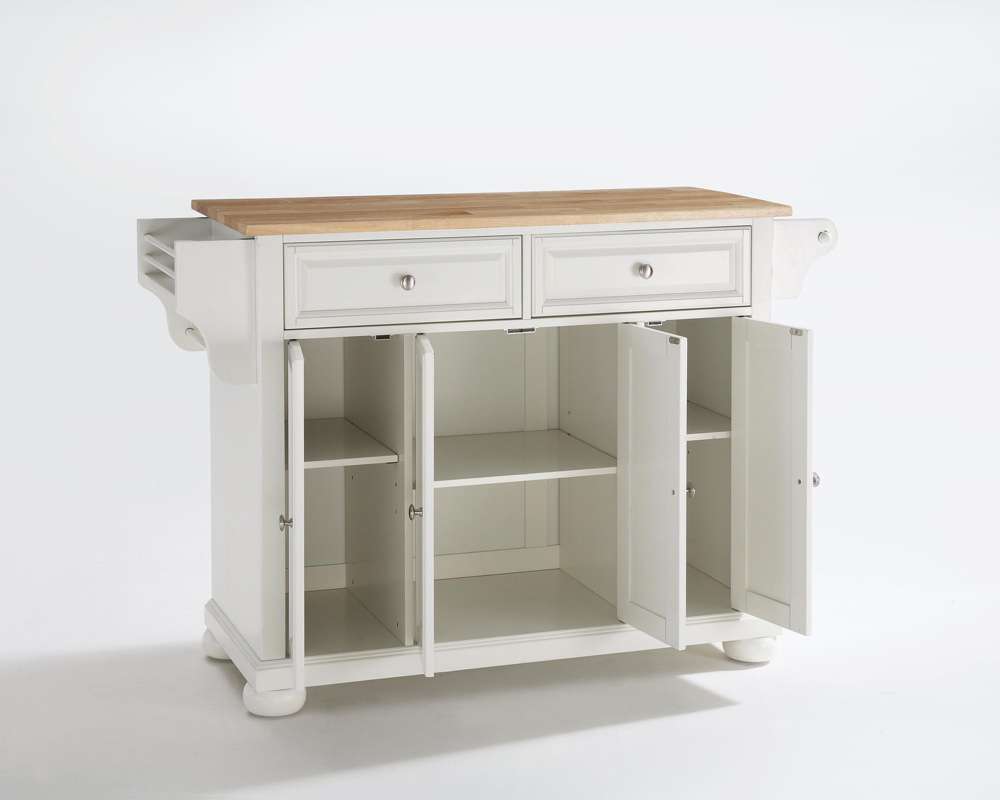 Crosley Furniture - Alexandria Natural Wood Top Kitchen Island in White Finish - KF30001AWH veiw 3