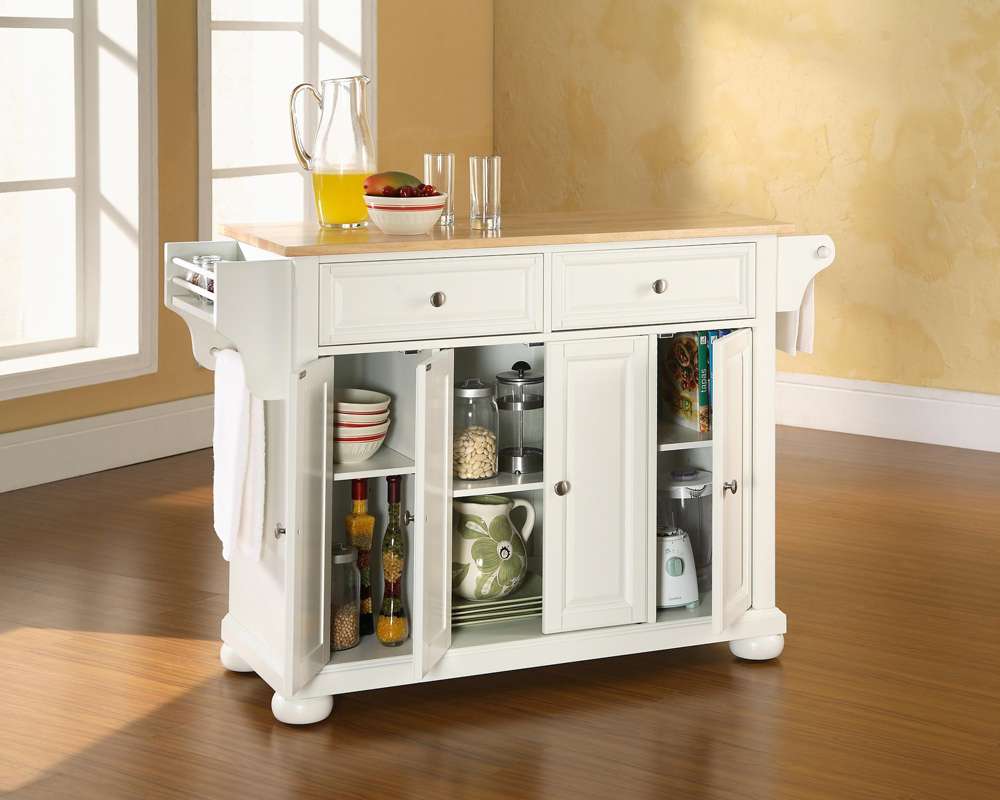 Crosley Furniture - Alexandria Natural Wood Top Kitchen Island in White Finish - KF30001AWH veiw 4
