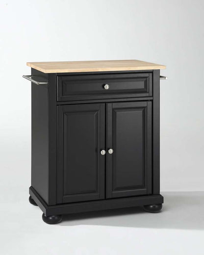 Crosley Furniture - Alexandria Natural Wood Top Portable Kitchen Island in Black Finish - KF30021ABK view 1
