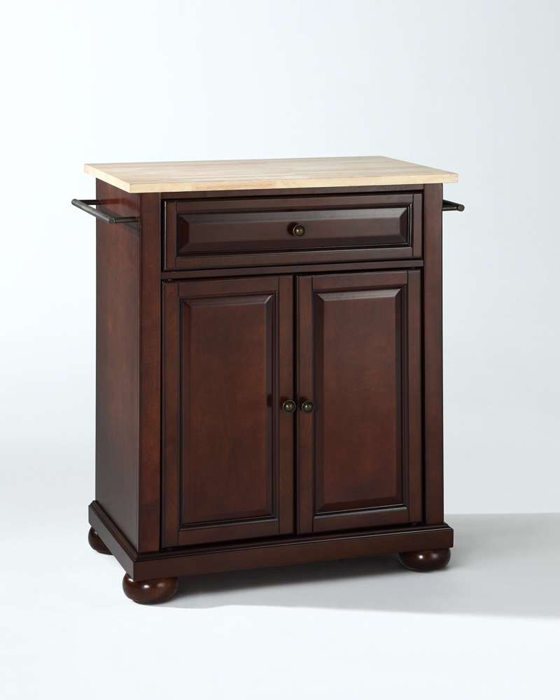Crosley Furniture - Alexandria Natural Wood Top Portable Kitchen Island in Vintage Mahogany Finish - KF30021AMA veiw 1