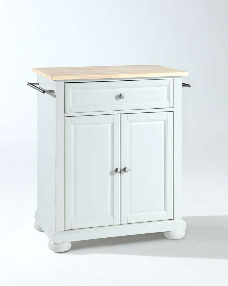 Crosley Furniture - Alexandria Natural Wood Top Portable Kitchen Island in White Finish - KF30021AWH veiw 1