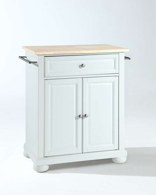 Crosley Furniture - Alexandria Natural Wood Top Portable Kitchen Island in White Finish - KF30021AWH veiw 1