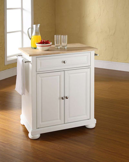 Crosley Furniture - Alexandria Natural Wood Top Portable Kitchen Island in White Finish - KF30021AWH veiw 2