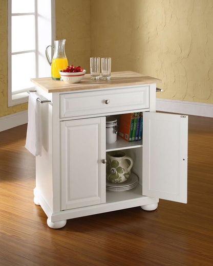 Crosley Furniture - Alexandria Natural Wood Top Portable Kitchen Island in White Finish - KF30021AWH veiw 3