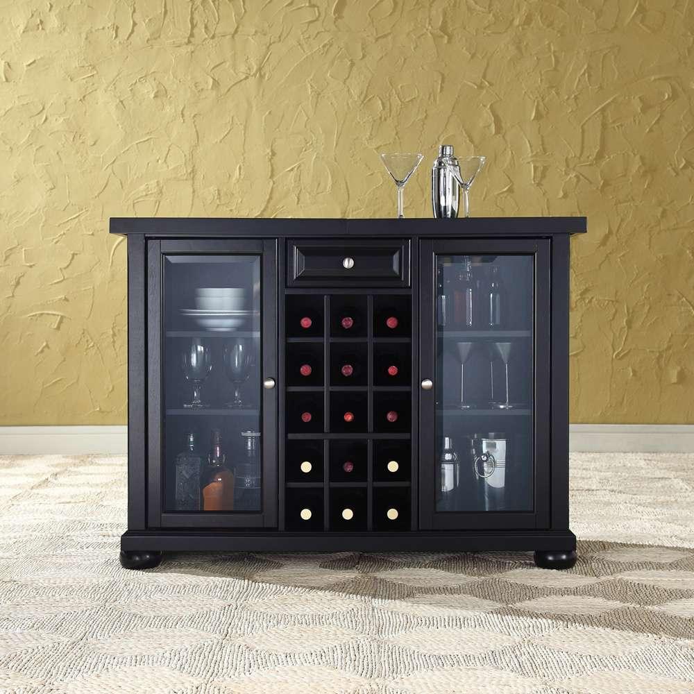 Crosley Furniture - Alexandria Sliding Top Bar Cabinet in Black Finish - KF40002ABK veiw 2