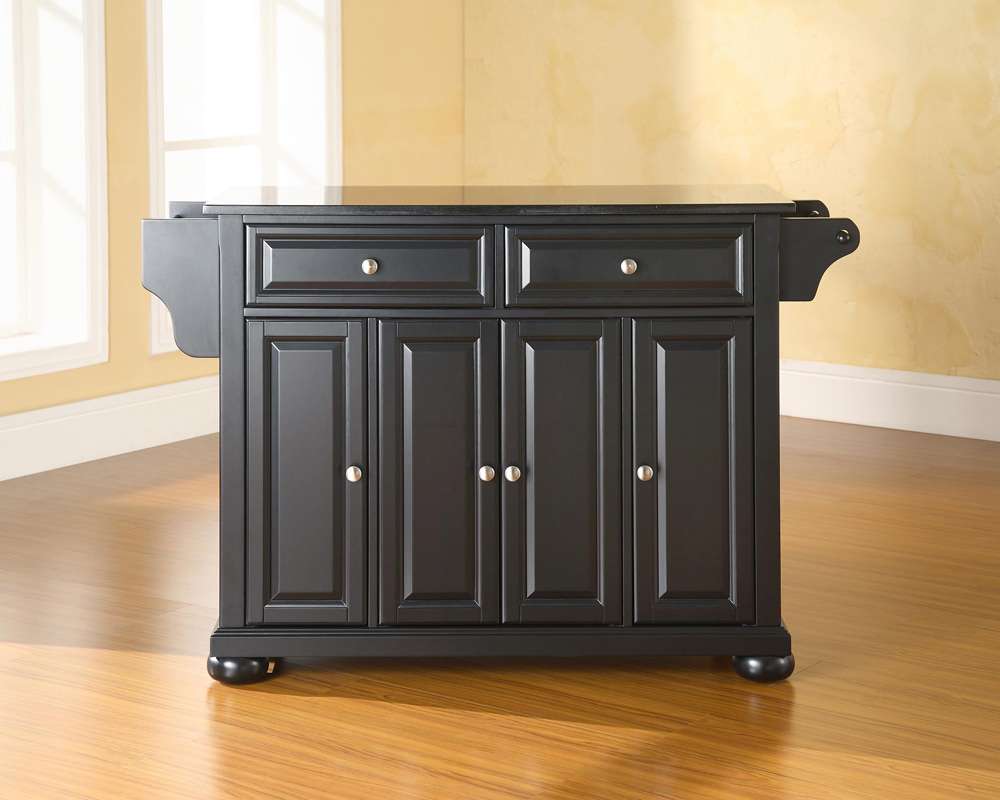 Crosley Furniture - Alexandria Solid Black Granite Top Kitchen Island in Black Finish - KF30004ABK veiw 3