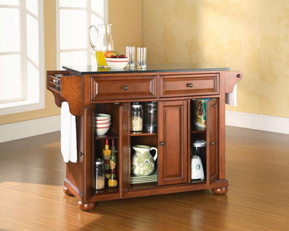 Crosley Furniture - Alexandria Solid Black Granite Top Kitchen Island in Classic Cherry Finish - KF30004ACH veiw 3