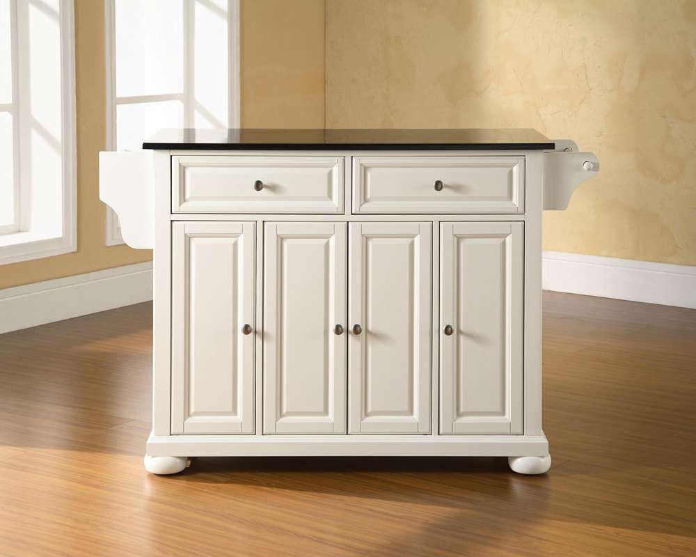 Crosley Furniture - Alexandria Solid Black Granite Top Kitchen Island in White Finish - KF30004AWH veiw 2
