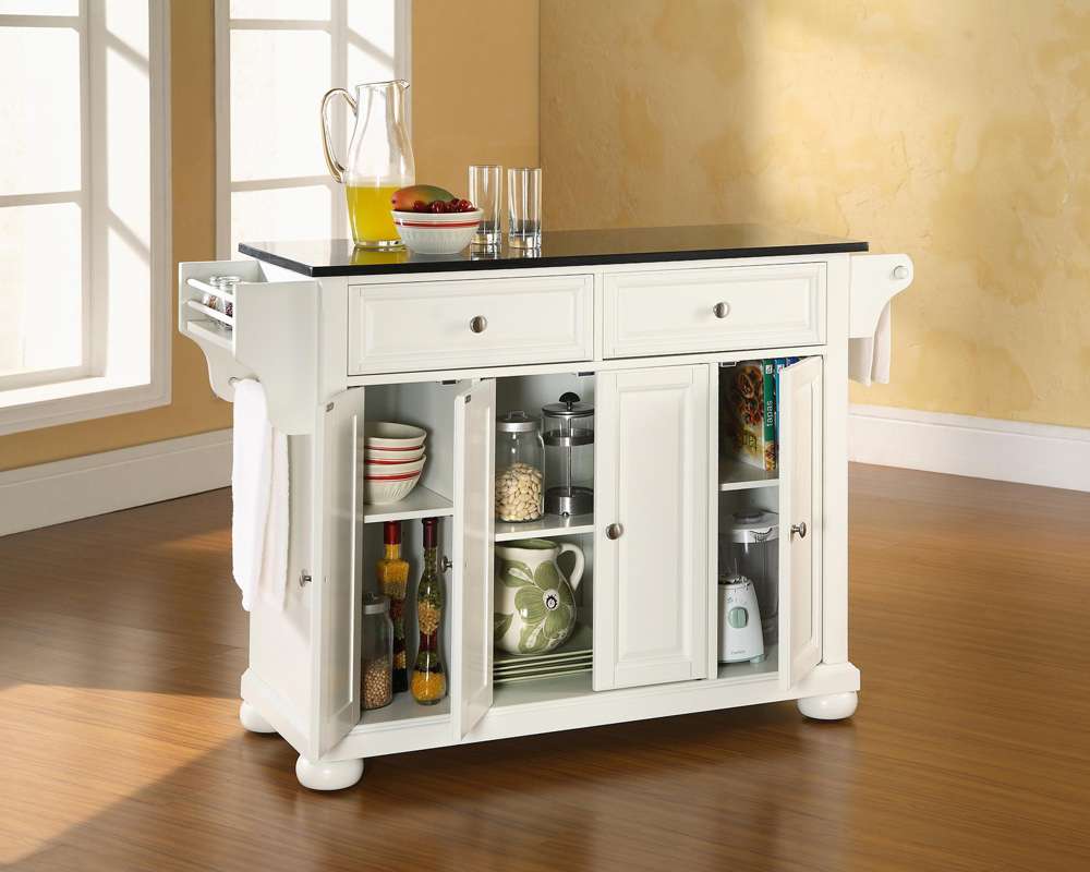 Crosley Furniture - Alexandria Solid Black Granite Top Kitchen Island in White Finish - KF30004AWH veiw 4