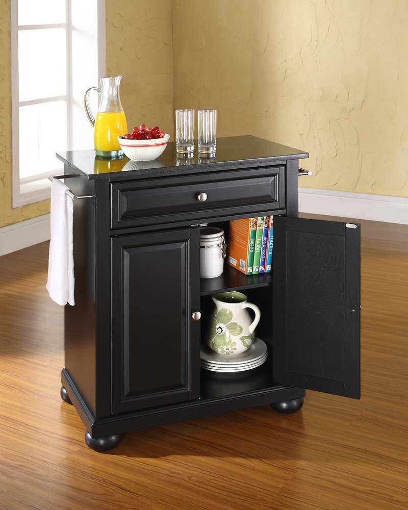 Crosley Furniture - Alexandria Solid Black Granite Top Portable Kitchen Island in Black Finish - KF30024ABK view 3