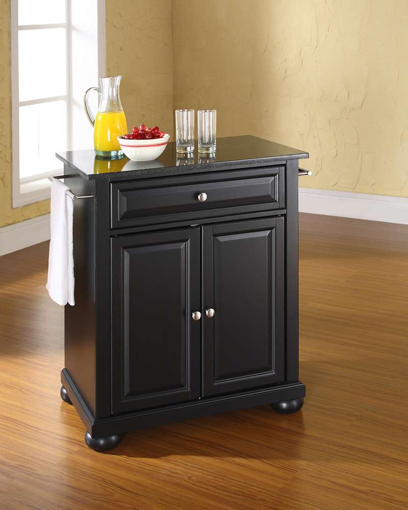 Crosley Furniture - Alexandria Solid Black Granite Top Portable Kitchen Island in Black Finish - KF30024ABK veiw 2