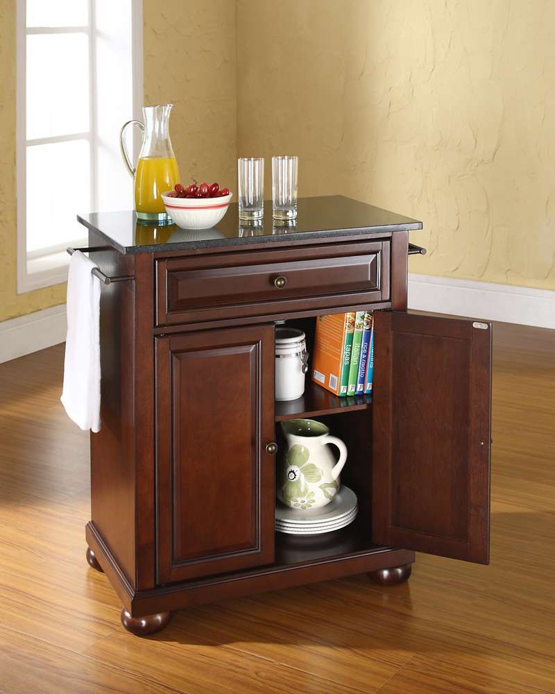 Crosley Furniture - Alexandria Solid Black Granite Top Portable Kitchen Island in Vintage Mahogany Finish - KF30024AMA view 3