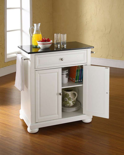 Crosley Furniture - Alexandria Solid Black Granite Top Portable Kitchen Island in White Finish - KF30024AWH veiw 3