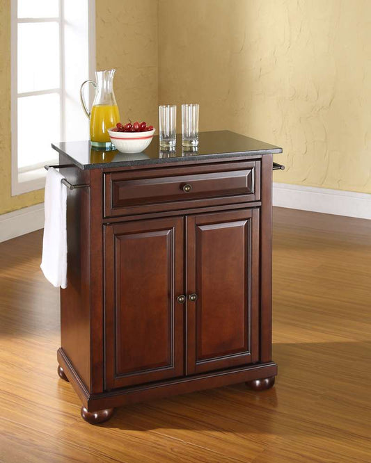 Crosley Furniture - Alexandria Solid Black Granite Top Portable Kitchen Island in Vintage Mahogany Finish - KF30024AMA veiw 2