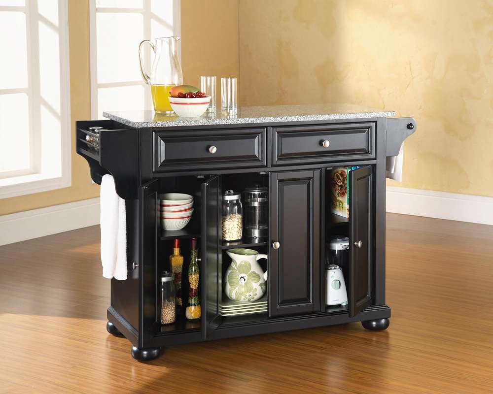 Crosley Furniture - Alexandria Solid Granite Top Kitchen Island in Black Finish - KF30003ABK veiw 4