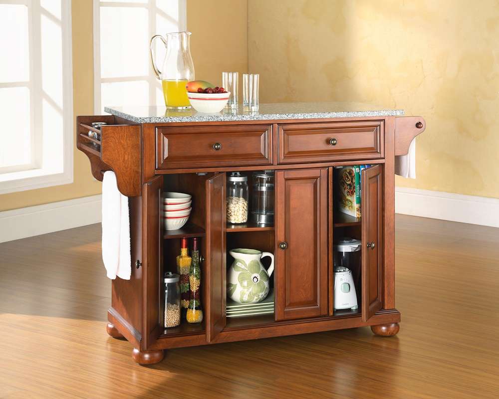 Crosley Furniture - Alexandria Solid Granite Top Kitchen Island in Classic Cherry Finish - KF30003ACH veiw 4