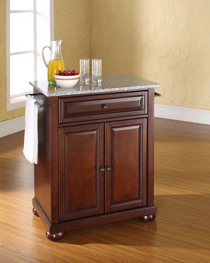 Crosley Furniture - Alexandria Solid Granite Top Portable Kitchen Island in Vintage Mahogany Finish - KF30023AMA veiw 2
