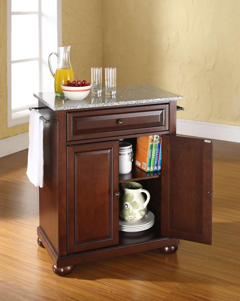 Crosley Furniture - Alexandria Solid Granite Top Portable Kitchen Island in Vintage Mahogany Finish - KF30023AMA veiw 3