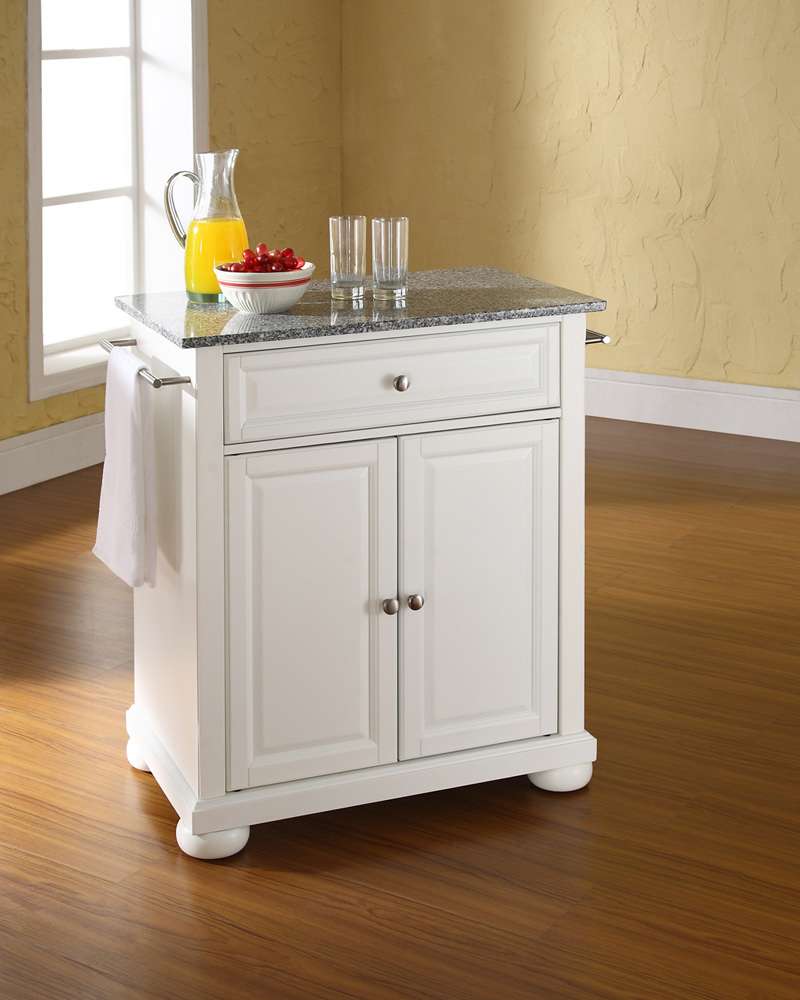 Crosley Furniture - Alexandria Solid Granite Top Portable Kitchen Island in White Finish - KF30023AWH veiw 2