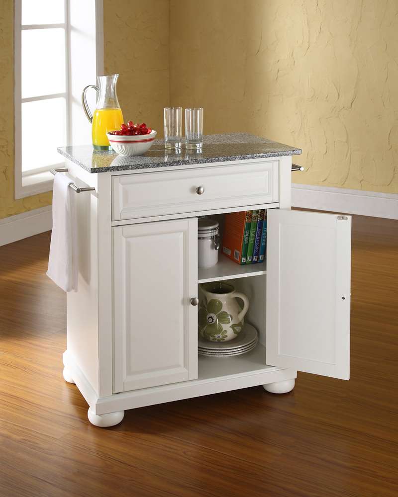 Crosley Furniture - Alexandria Solid Granite Top Portable Kitchen Island in White Finish - KF30023AWH veiw 3