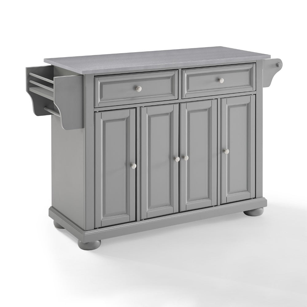 Crosley Furniture - Alexandria Stainless Steel Top Kitchen Island/Cart Gray/Stainless Steel - KF30202AGY veiw 1