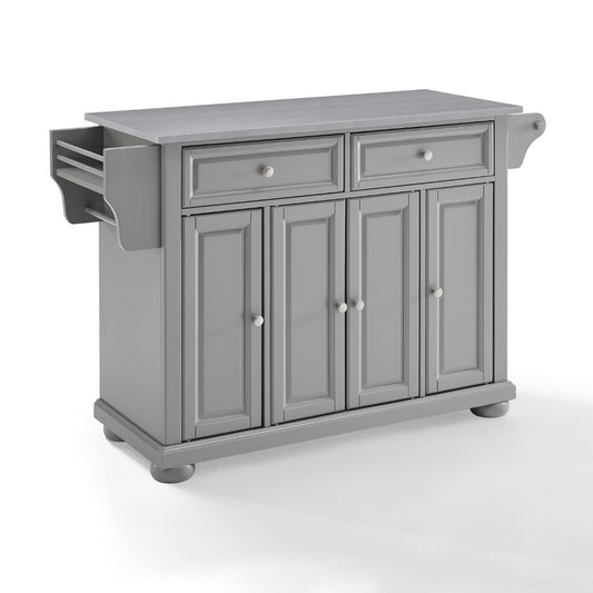 Crosley Furniture - Alexandria Stainless Steel Top Kitchen Island/Cart Gray/Stainless Steel - KF30202AGY veiw 1