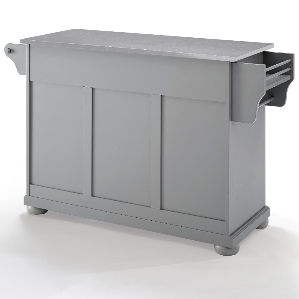 Crosley Furniture - Alexandria Stainless Steel Top Kitchen Island/Cart Gray/Stainless Steel - KF30202AGY veiw 3