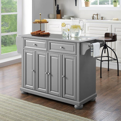 Crosley Furniture - Alexandria Stainless Steel Top Kitchen Island/Cart Gray/Stainless Steel - KF30202AGY veiw 7