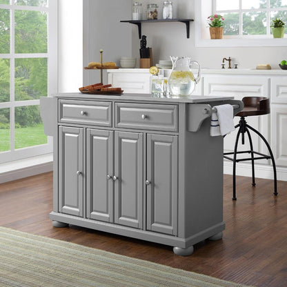 Crosley Furniture - Alexandria Stainless Steel Top Kitchen Island/Cart Gray/Stainless Steel - KF30202AGY veiw 8
