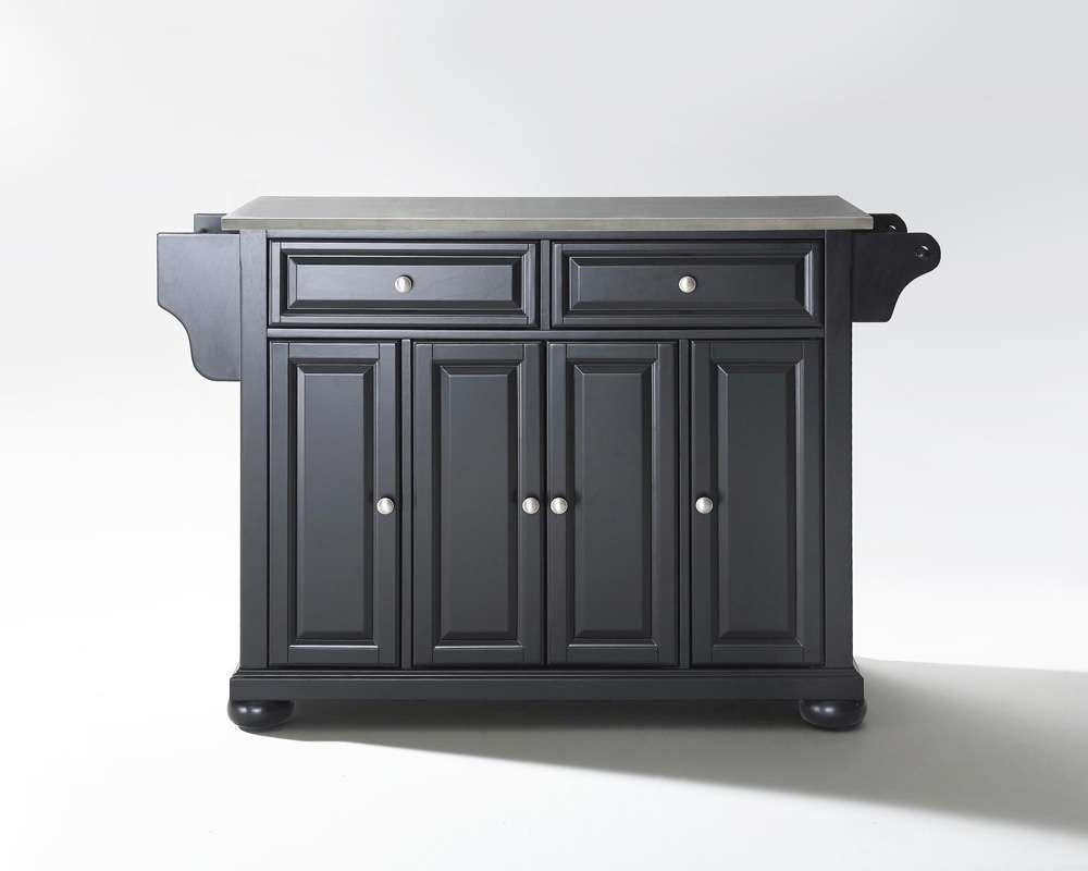 Crosley Furniture - Alexandria Stainless Steel Top Kitchen Island in Black Finish - KF30002ABK veiw 1