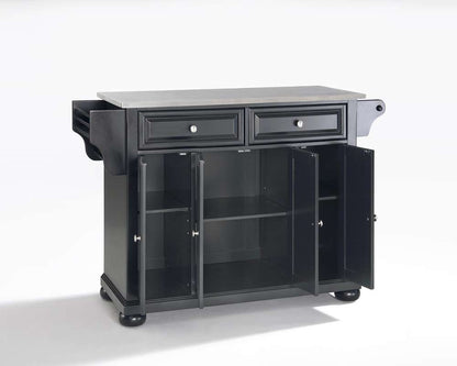 Crosley Furniture - Alexandria Stainless Steel Top Kitchen Island in Black Finish - KF30002ABK veiw 2