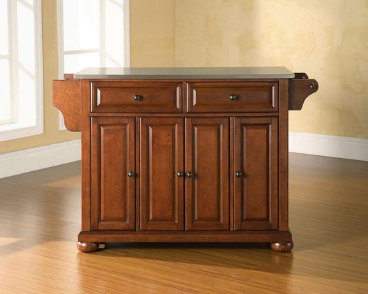 Crosley Furniture - Alexandria Stainless Steel Top Kitchen Island in Classic Cherry Finish - KF30002ACH veiw 2