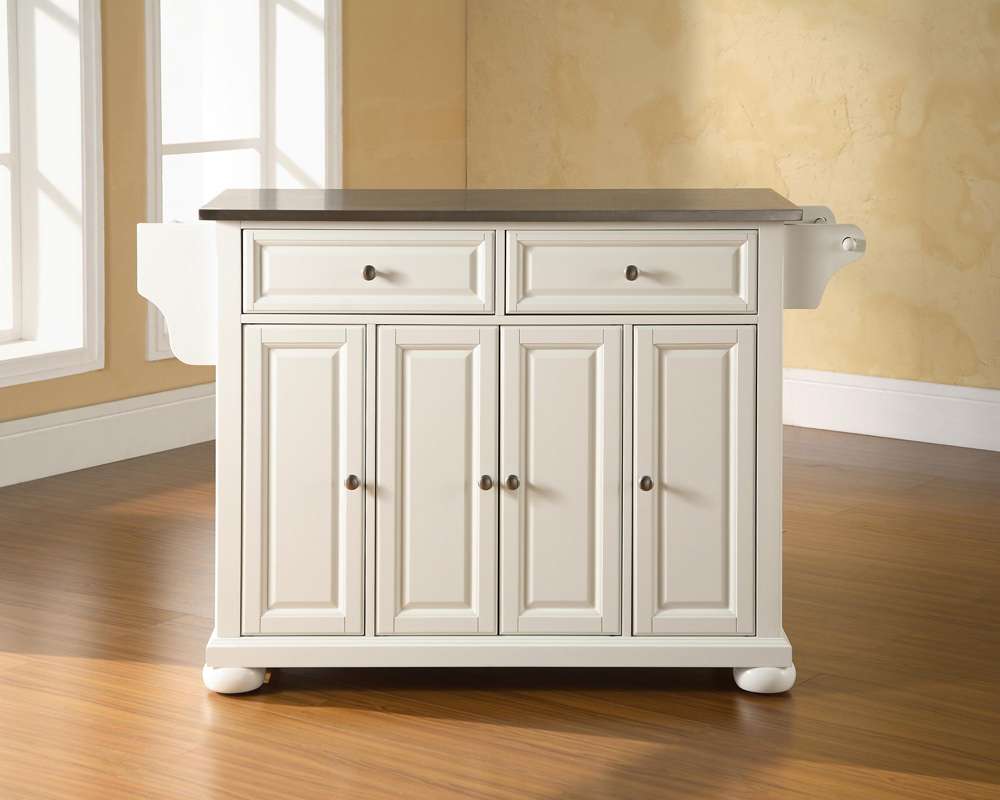 Crosley Furniture - Alexandria Stainless Steel Top Kitchen Island in White Finish - KF30002AWH veiw 2
