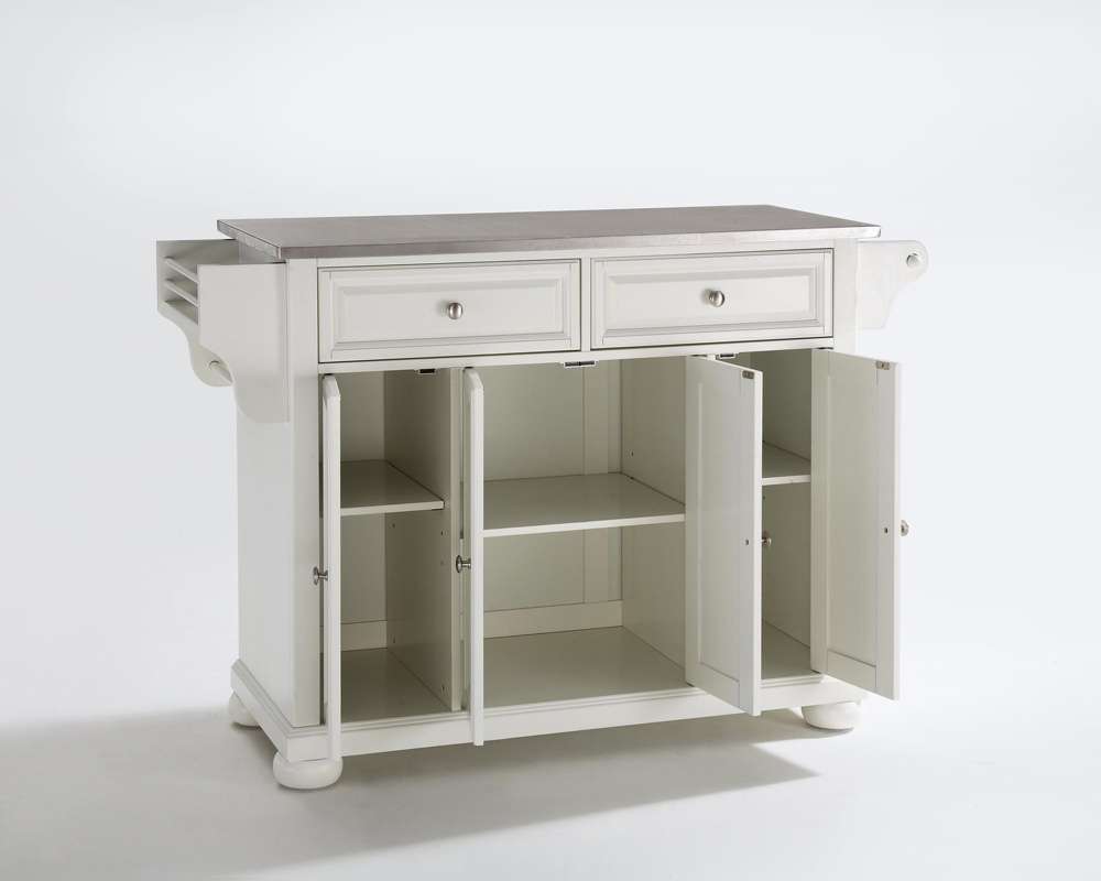 Crosley Furniture - Alexandria Stainless Steel Top Kitchen Island in White Finish - KF30002AWH veiw 4
