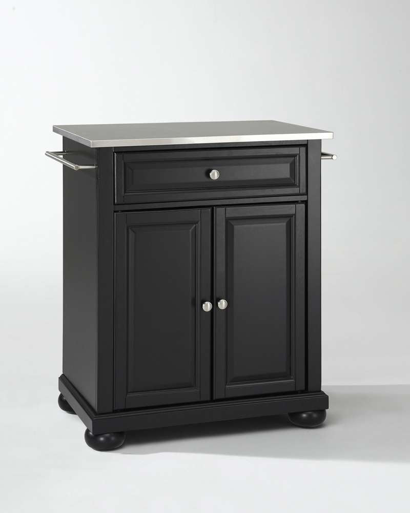 Crosley Furniture - Alexandria Stainless Steel Top Portable Kitchen Island in Black Finish - KF30022ABK veiw 1