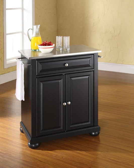 Crosley Furniture - Alexandria Stainless Steel Top Portable Kitchen Island in Black Finish - KF30022ABK veiw 2
