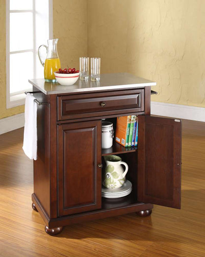 Crosley Furniture - Alexandria Stainless Steel Top Portable Kitchen Island in Vintage Mahogany Finish - KF30022AMA veiw 3
