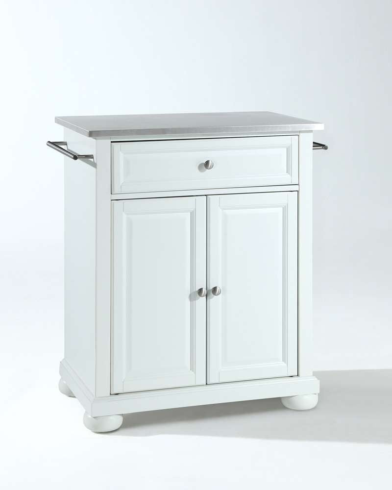 Crosley Furniture - Alexandria Stainless Steel Top Portable Kitchen Island in White Finish - KF30022AWH veiw 1