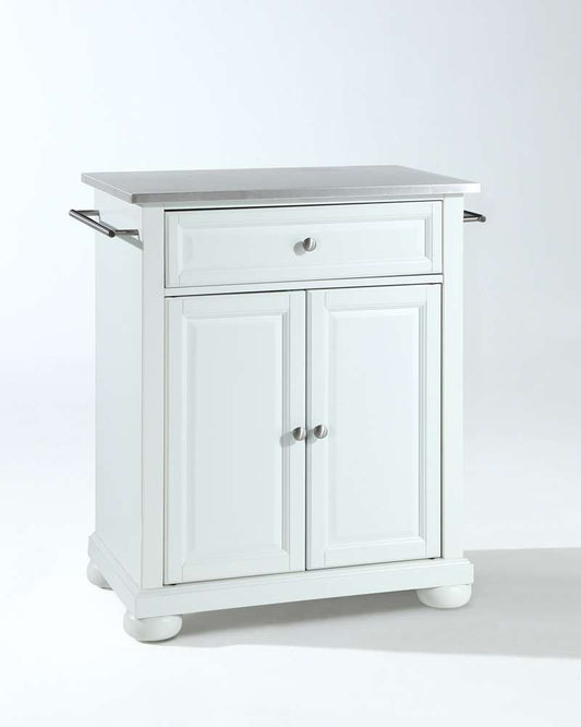 Crosley Furniture - Alexandria Stainless Steel Top Portable Kitchen Island in White Finish - KF30022AWH veiw 1