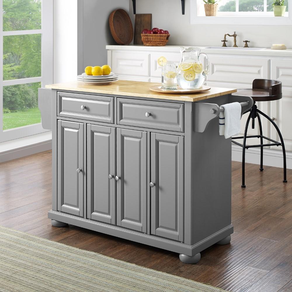 Crosley Furniture - Alexandria Wood Top Kitchen Island/Cart Gray/Natural - KF30201AGY veiw 7