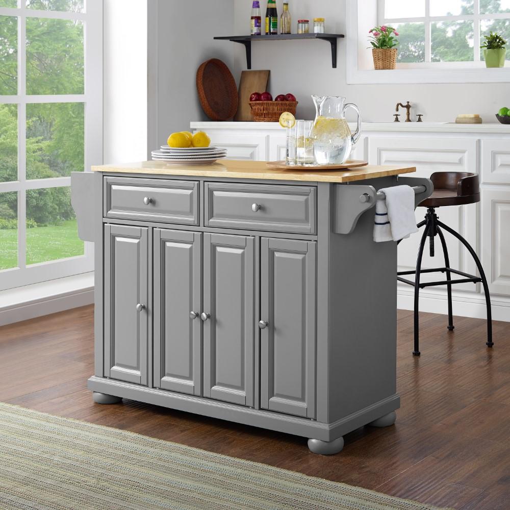 Crosley Furniture - Alexandria Wood Top Kitchen Island/Cart Gray/Natural - KF30201AGY veiw 8