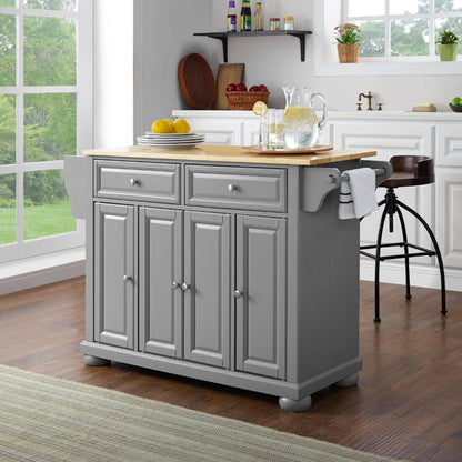 Crosley Furniture - Alexandria Wood Top Kitchen Island/Cart Gray/Natural - KF30201AGY veiw 8