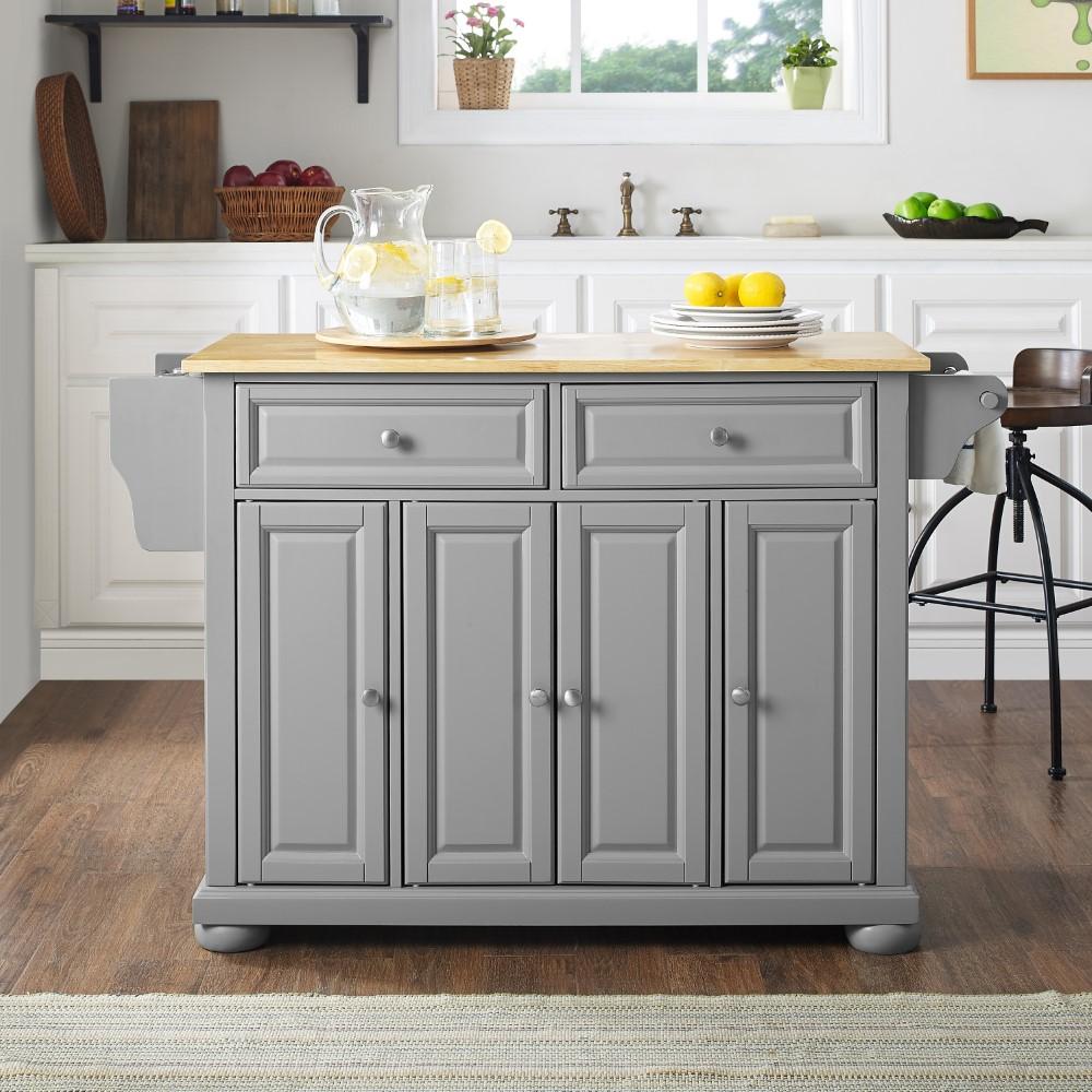 Crosley Furniture - Alexandria Wood Top Kitchen Island/Cart Gray/Natural - KF30201AGY veiw 9