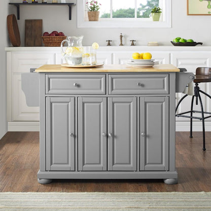 Crosley Furniture - Alexandria Wood Top Kitchen Island/Cart Gray/Natural - KF30201AGY veiw 9