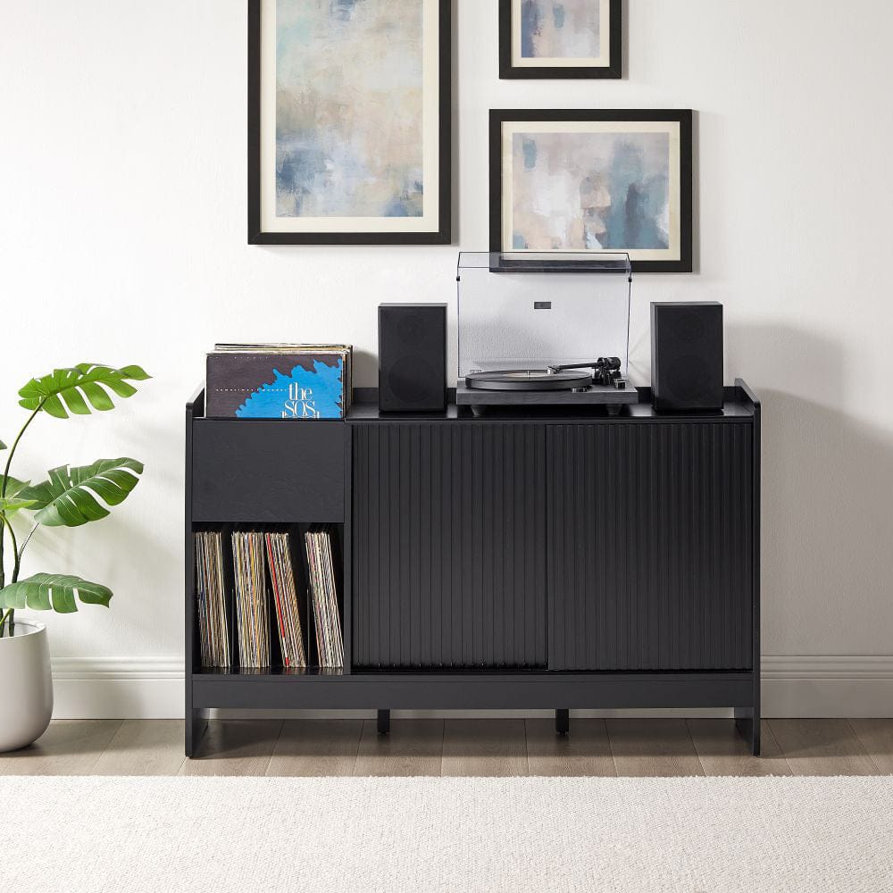 Crosley Furniture - Arden Record Player Cabinet With Vinyl Storage - CF1160-BK view 9