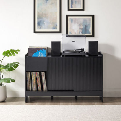 Crosley Furniture - Arden Record Player Cabinet With Vinyl Storage - CF1160-BK view 9