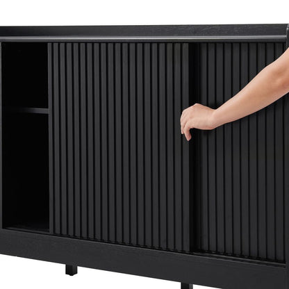Crosley Furniture - Arden Record Player Cabinet With Vinyl Storage - CF1160-BK view 3