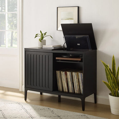 Crosley Furniture - Asher Large Record Player Cabinet With Vinyl Storage - CF1140-MB view 1