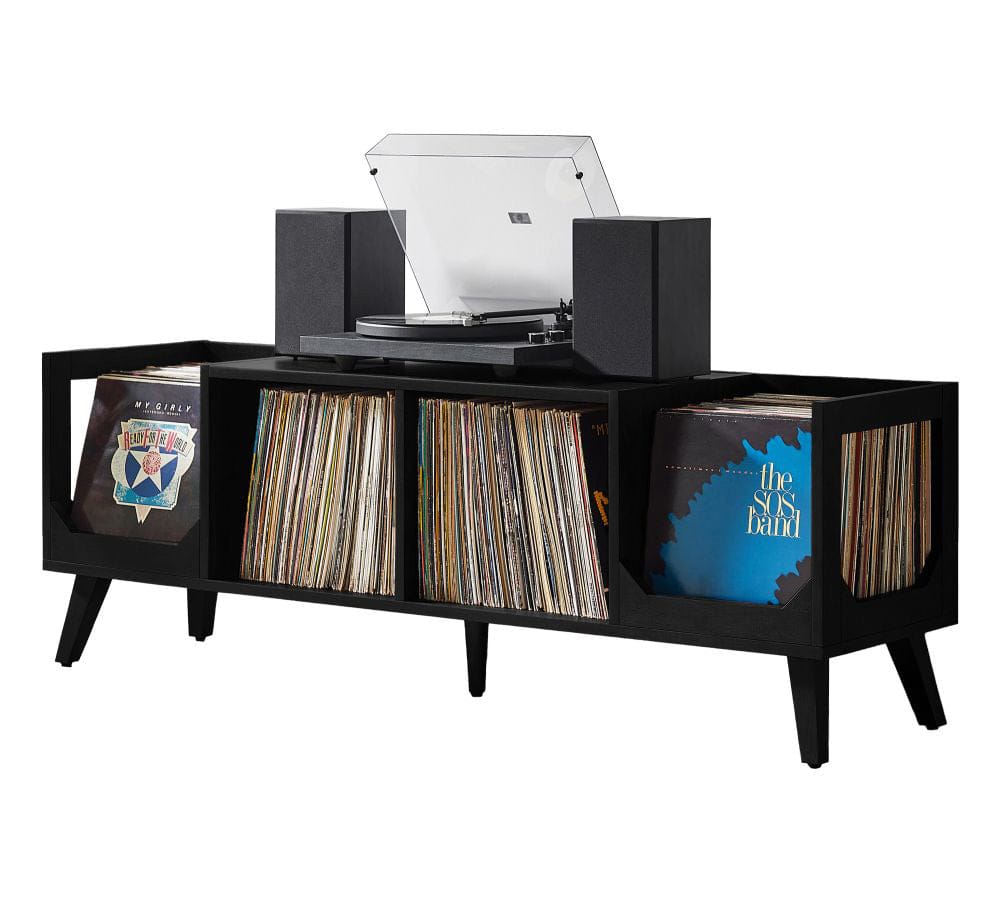 Crosley Furniture - Asheville Low Record Player Stand With Vinyl Storage - CF1149-BK view 6